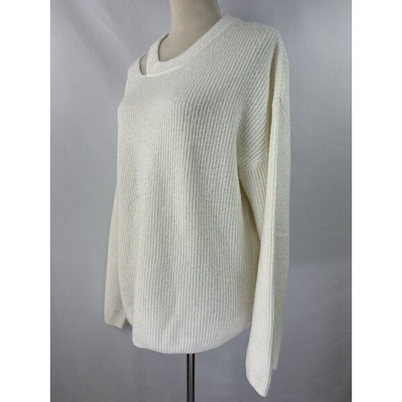 Rails Alexi Asymmetrical Sweater Cream Off White XL Pullover Long Sleeve Cutout - Picture 11 of 11